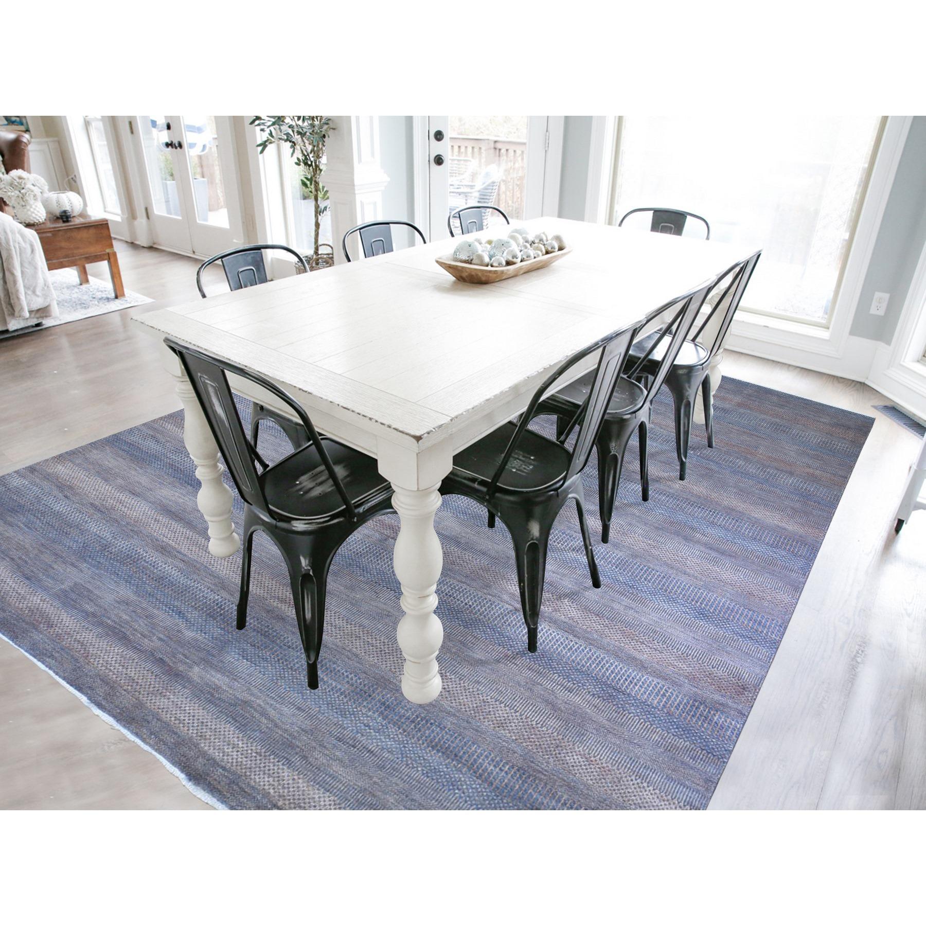 This is a truly genuine one-of-a-kind Denim Blue with Touches of Orange Grass Design Wool and Silk Hand Knotted Oriental Rug. It has been woven for months and months in the centuries-old Persian weaving craftsmanship techniques by expert