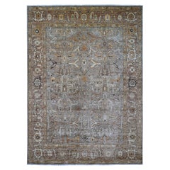9'1"x12'2" Fossil Gray Peshawar with Bijar Garus Design Hand Knotted Wool Rug