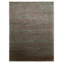 9'1"x12'2" Green Wool and Silk Modern Grass Design Hand Knotted Oriental Rug
