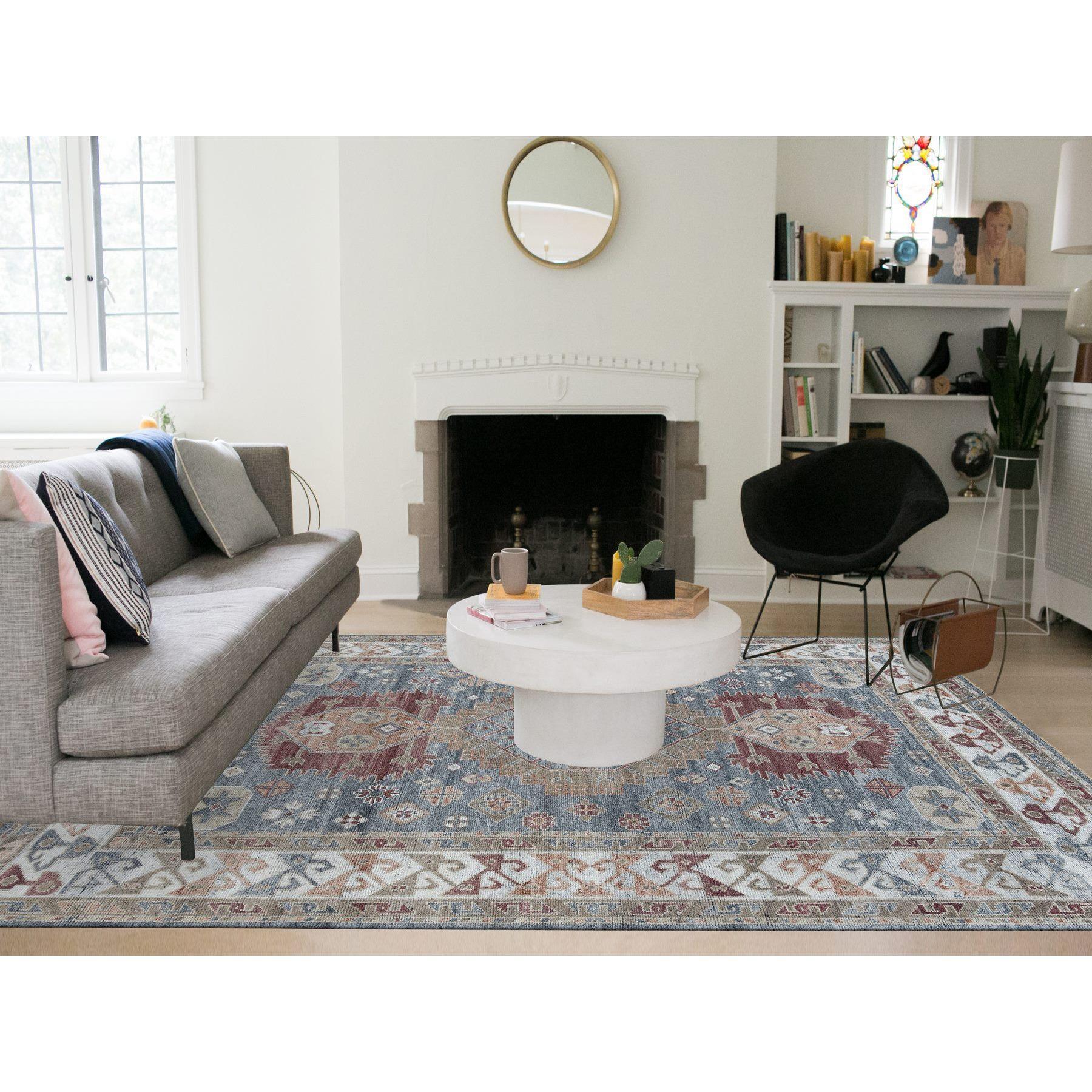This is a truly genuine one-of-a-kind Heriz Geometric Anchored Medallions with Serrated Leaf Design Hand Knotted, Pure Wool, Oriental Rug. It has been Knotted for months and months in the centuries-old weaving craftsmanship techniques by expert