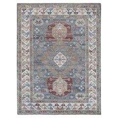 9'1 "x12'2" Oxford Gray Geometric Serrated Leaf Design Tappeto in Lana Annodato a Mano