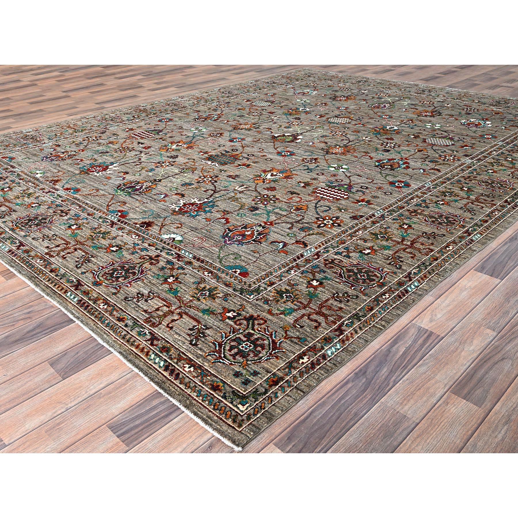 Alfombra Oriental Granada Sultani de Lana Anudada a Mano Gris Rayada 9'1 