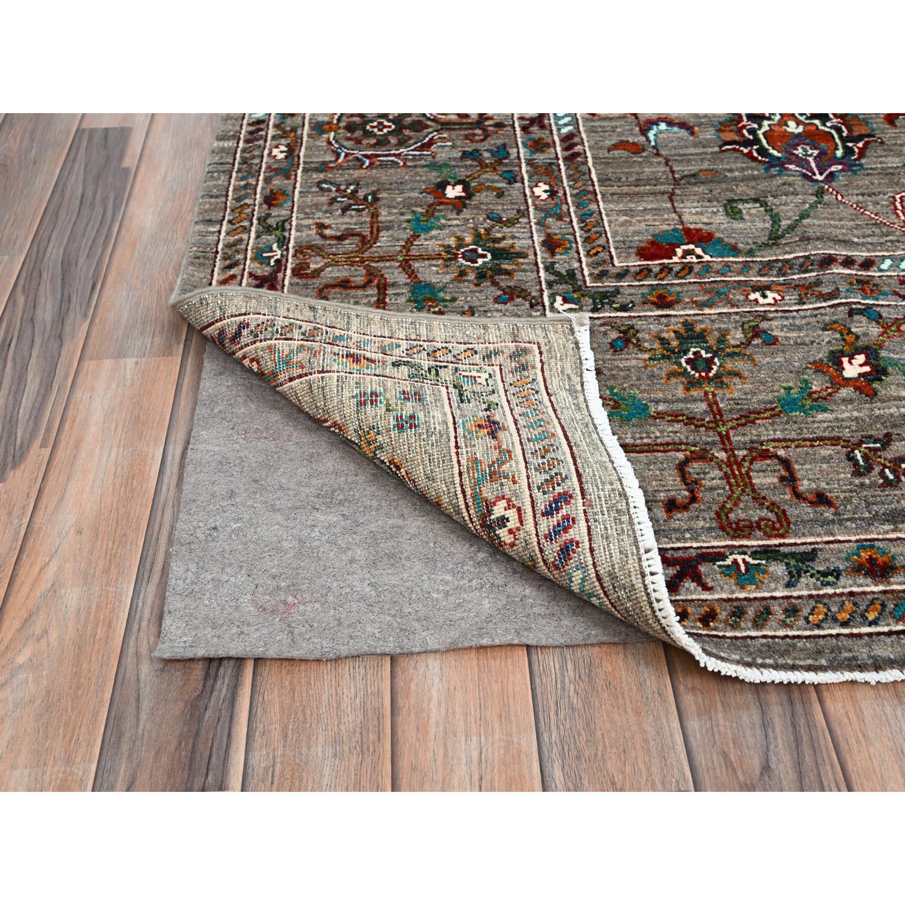 Alfombra Oriental Granada Sultani de Lana Anudada a Mano Gris Rayada 9'1 
