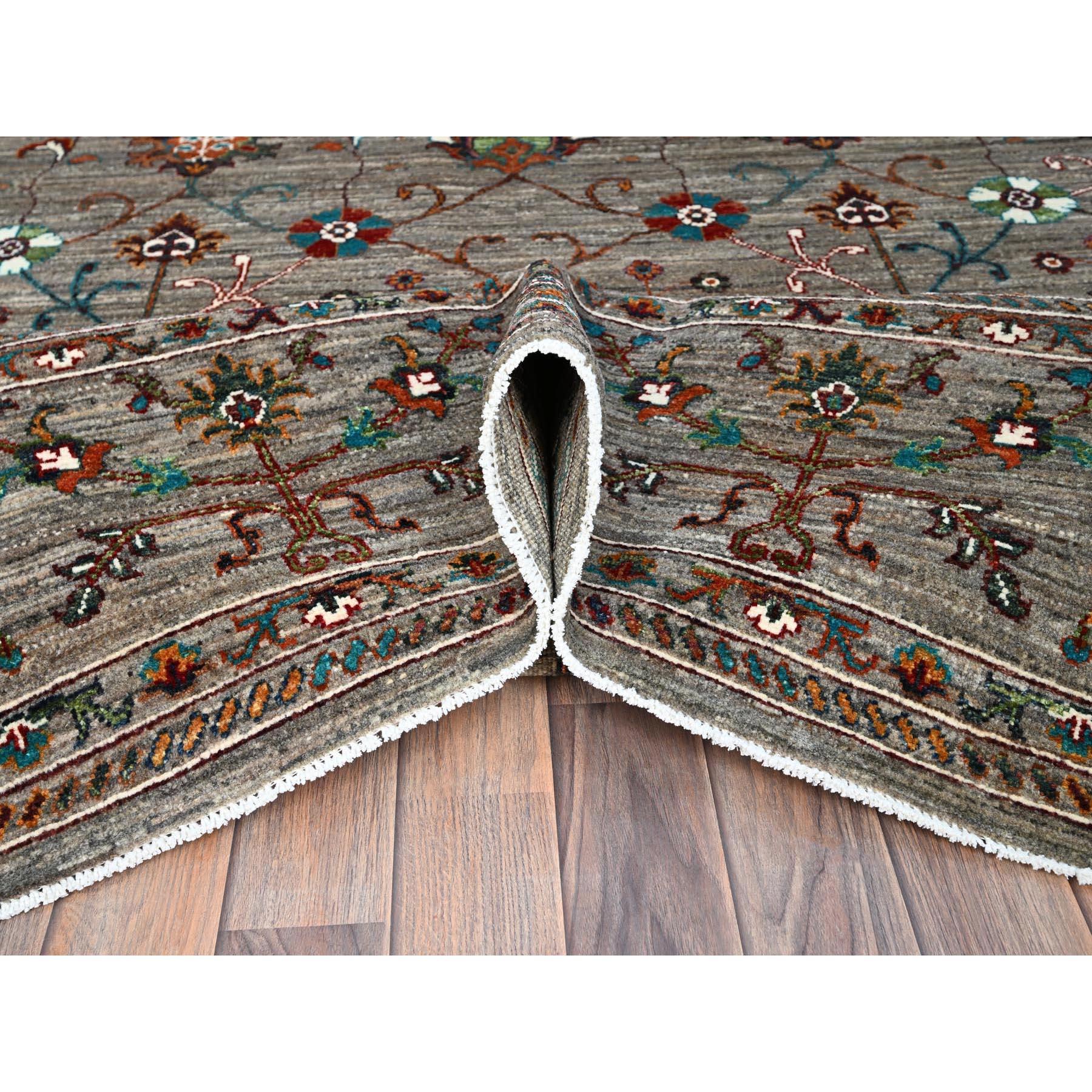 Alfombra Oriental Granada Sultani de Lana Anudada a Mano Gris Rayada 9'1 