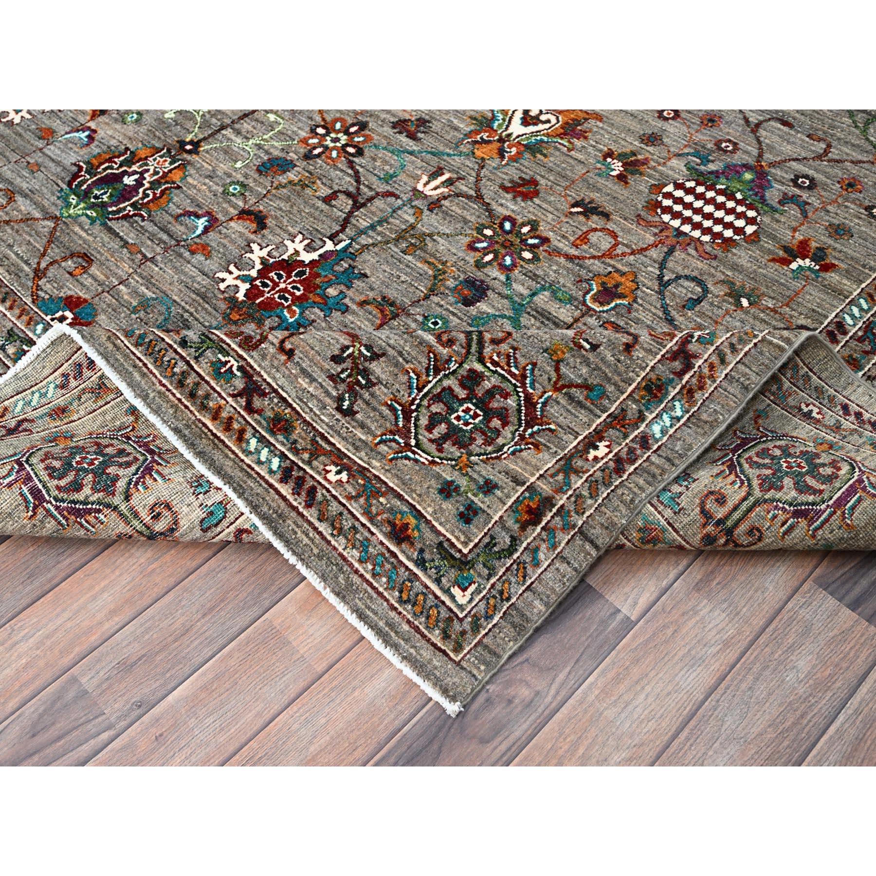 Alfombra Oriental Granada Sultani de Lana Anudada a Mano Gris Rayada 9'1 
