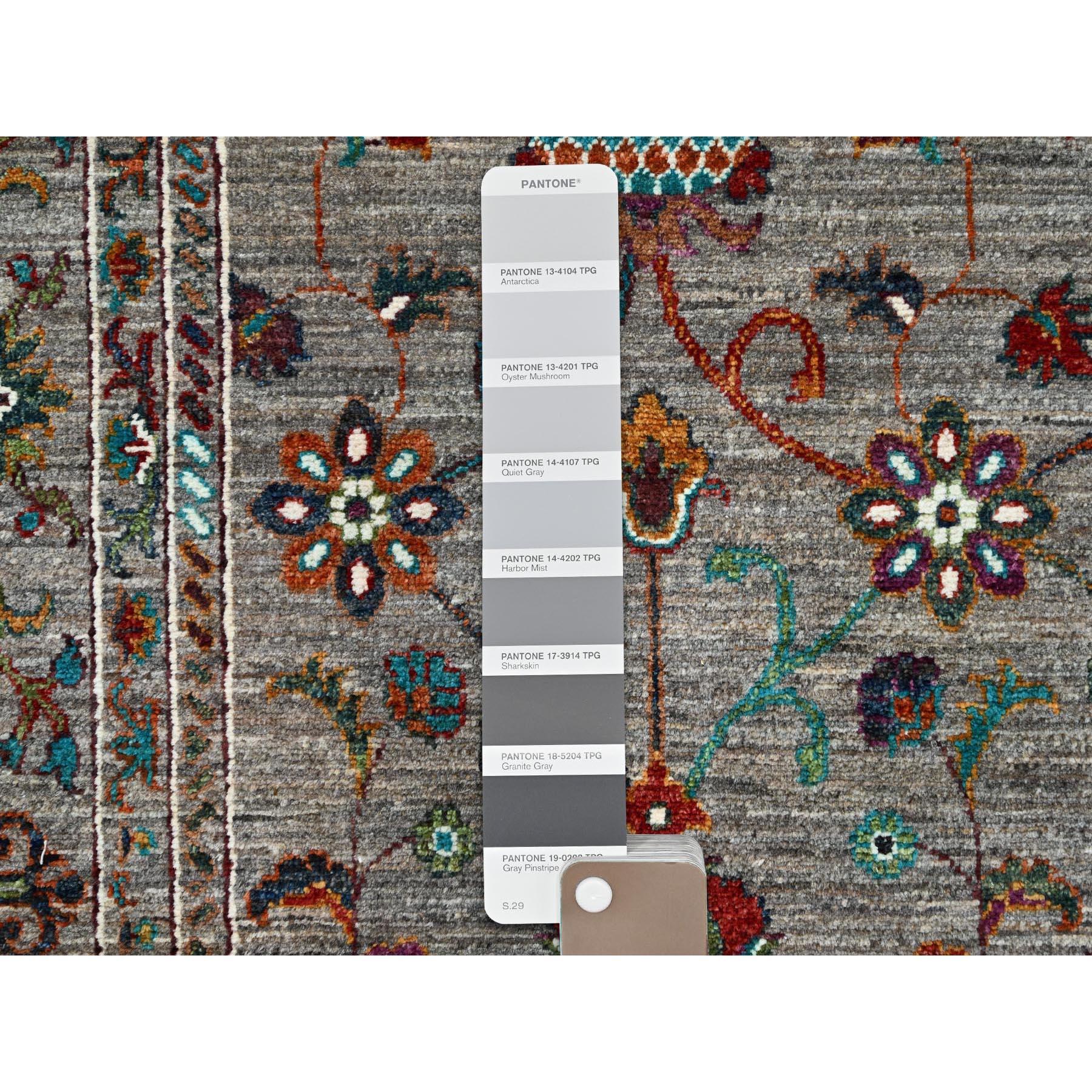 Alfombra Oriental Granada Sultani de Lana Anudada a Mano Gris Rayada 9'1 