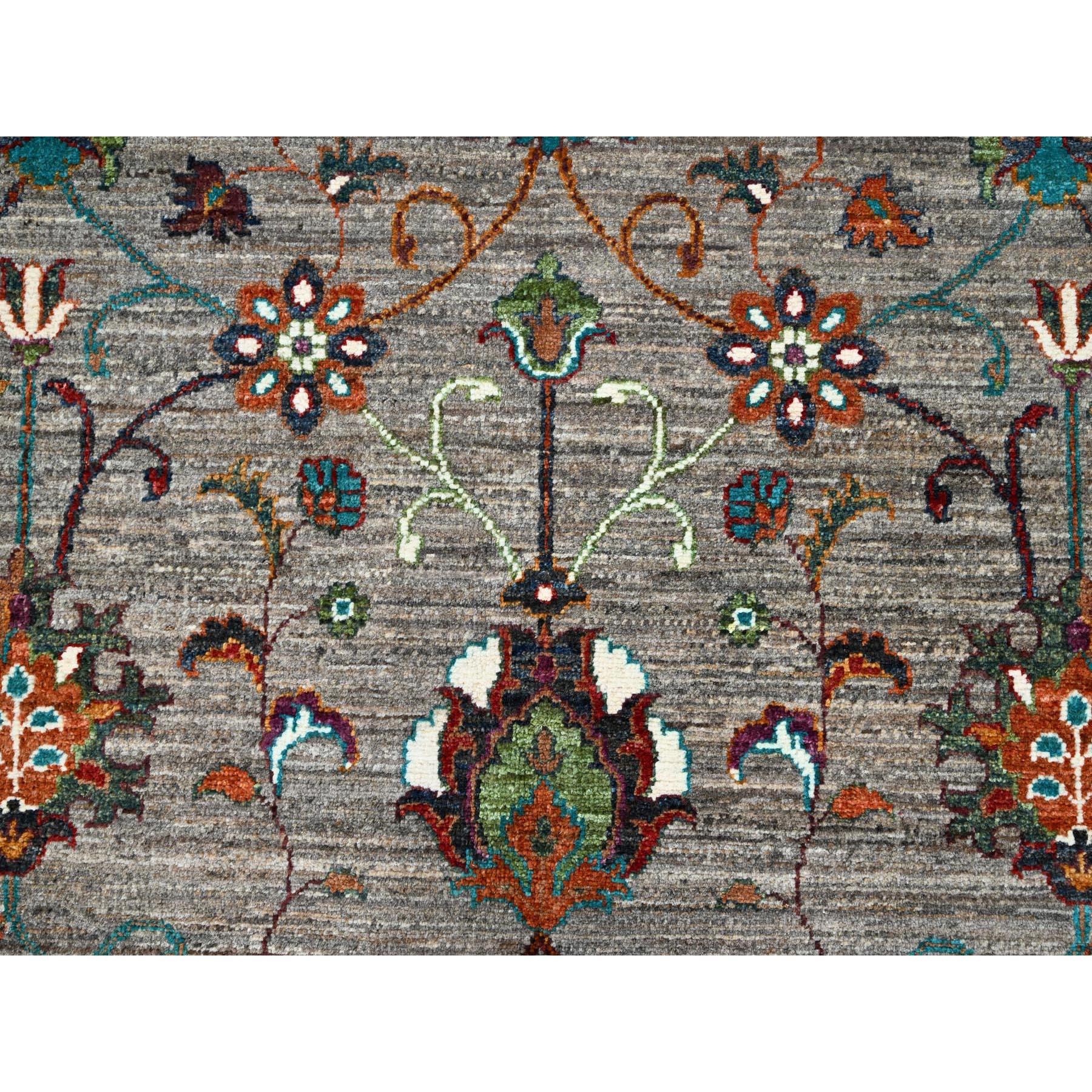 Alfombra Oriental Granada Sultani de Lana Anudada a Mano Gris Rayada 9'1 