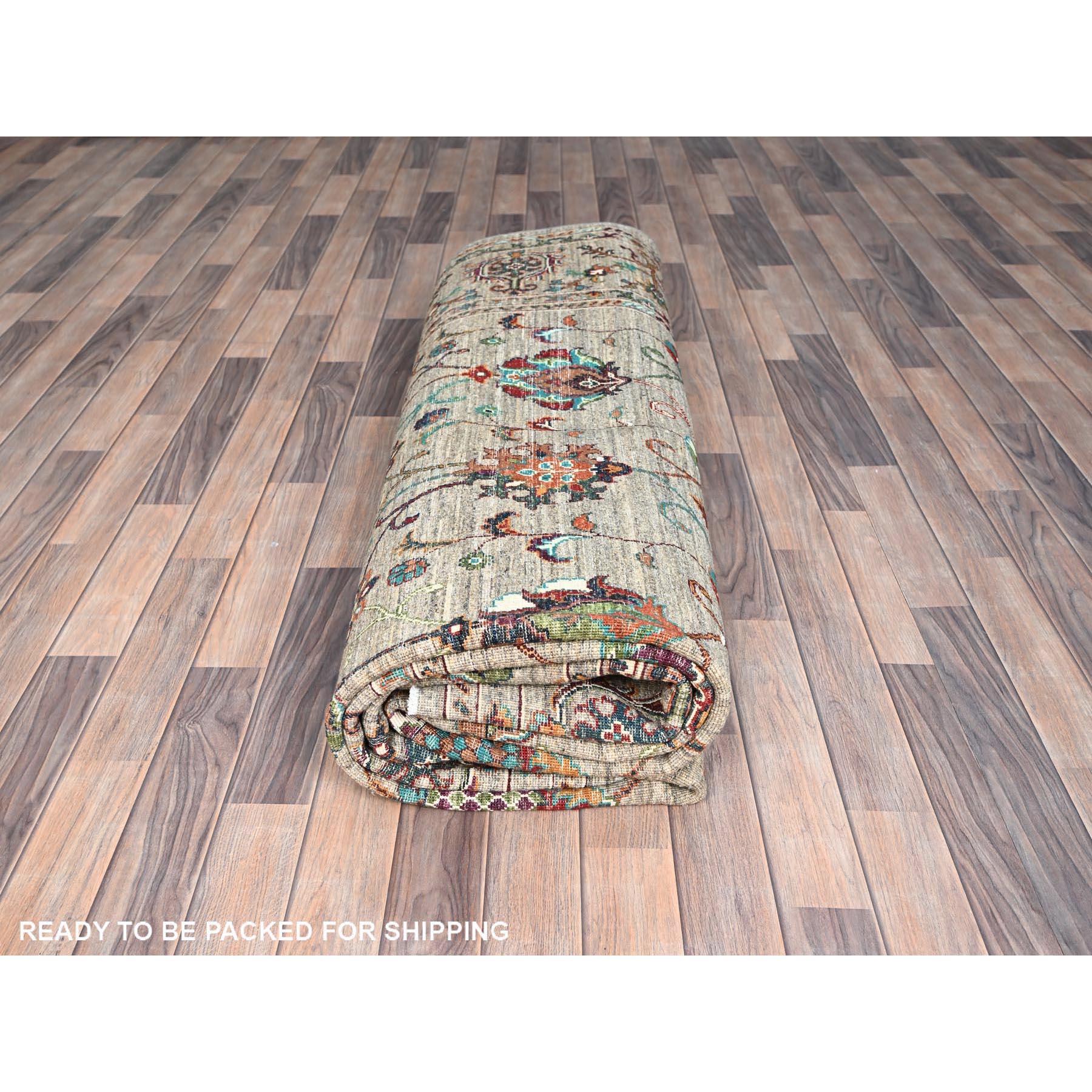 Alfombra Oriental Granada Sultani de Lana Anudada a Mano Gris Rayada 9'1 
