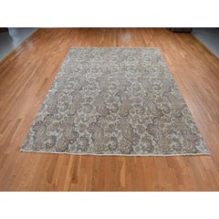 9'1 "x12'3" Agra grigio Agreeable con design Paisley 100% lana annodato a mano