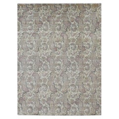9
1 "x12
3" Agra Gris Agradable con Diseño Paisley 100% Lana Alfombra Anudada a Mano