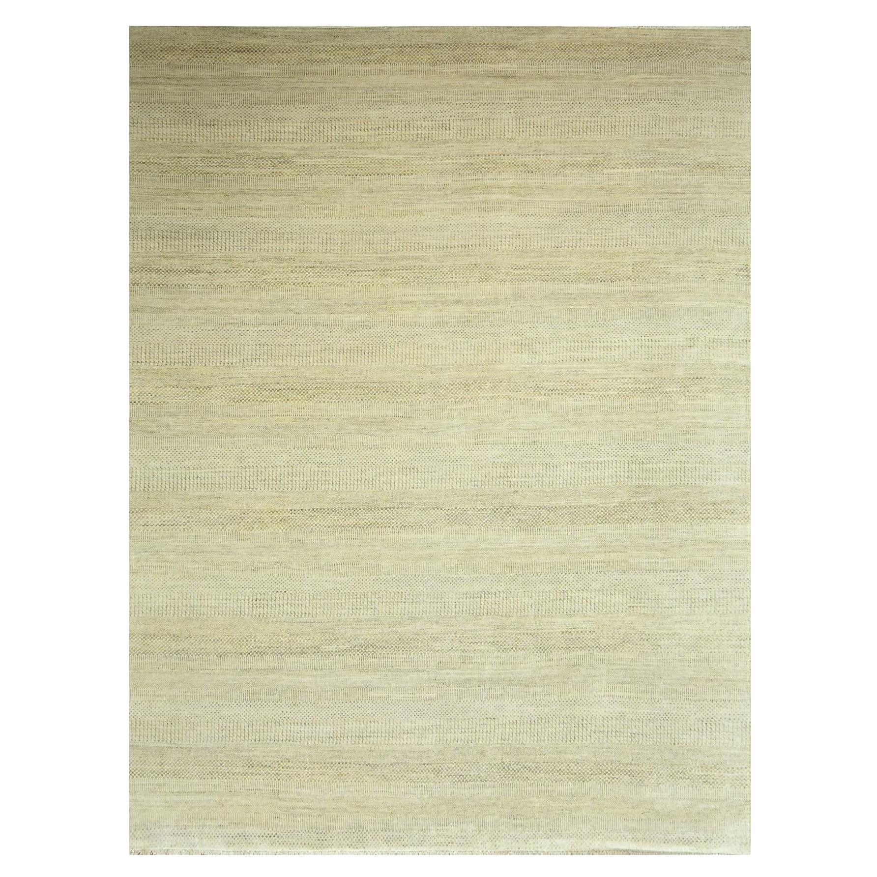 9
1"x12
3" Ecru Brown Modern Grass Design Hand Knotted Wool
Silk Oriental Rug