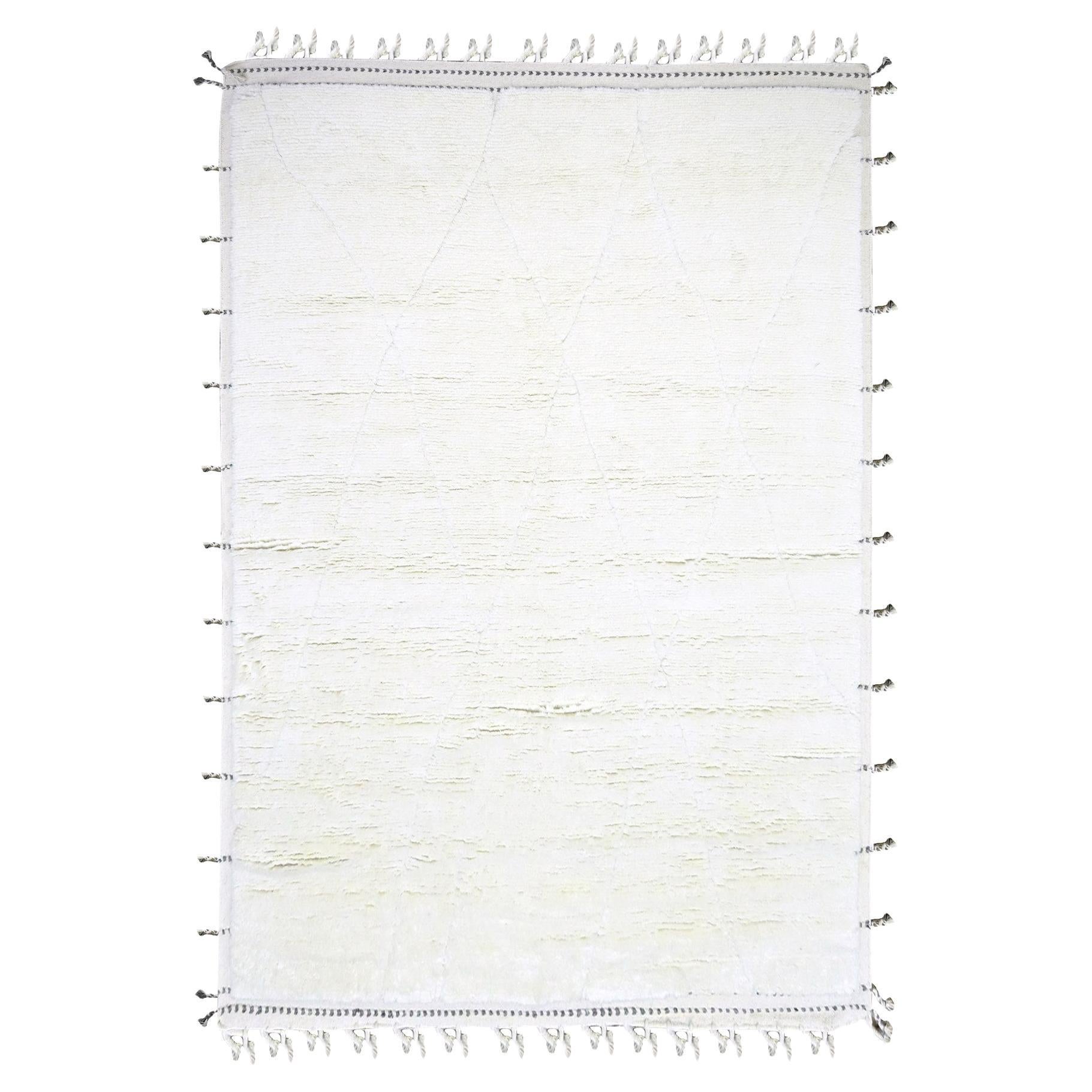 9'1 "x12'3" Elfenbeinfarbenes marokkanisches Geflecht mit Criss Cross Design Handgeknüpfter Teppich aus Wolle