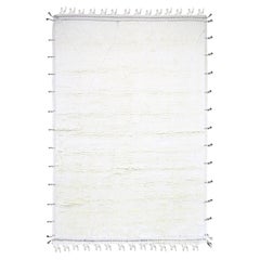 9'1"x12'3" Ivory Moroccan Weave with Criss Cross Design All Wool Hand Knotted Ru