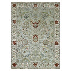 9
1 "x12
3" Pelican Gray Sickle Leaf Design Tapis oriental en pure laine noué à la main