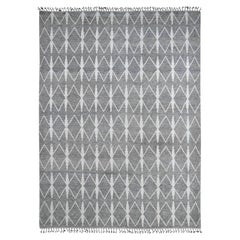 9'1"x12'4" Gray Moroccan Weave Geometric Pattern Hand Knotted Wool Oriental Rug
