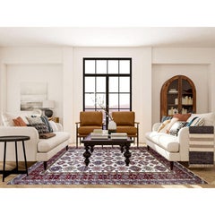 9'1"x12'4" Ivory Super Kazak with Colorful Repetitive Medallions Shiny Wool Rug