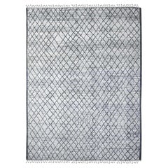 9'1 "x12'4" Spare White annodato a mano con trama marocchina, 100% lana.