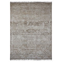 9'1 "x12'5" Brown Moroccan Weave Erased and Broken Pattern Hand Knots Rugs (tapis de laine noué à la main)