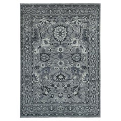 9'1 "x12'6" Gris Natural Colors Peshawar avec Mahal Design Rugs en laine noués à la main
