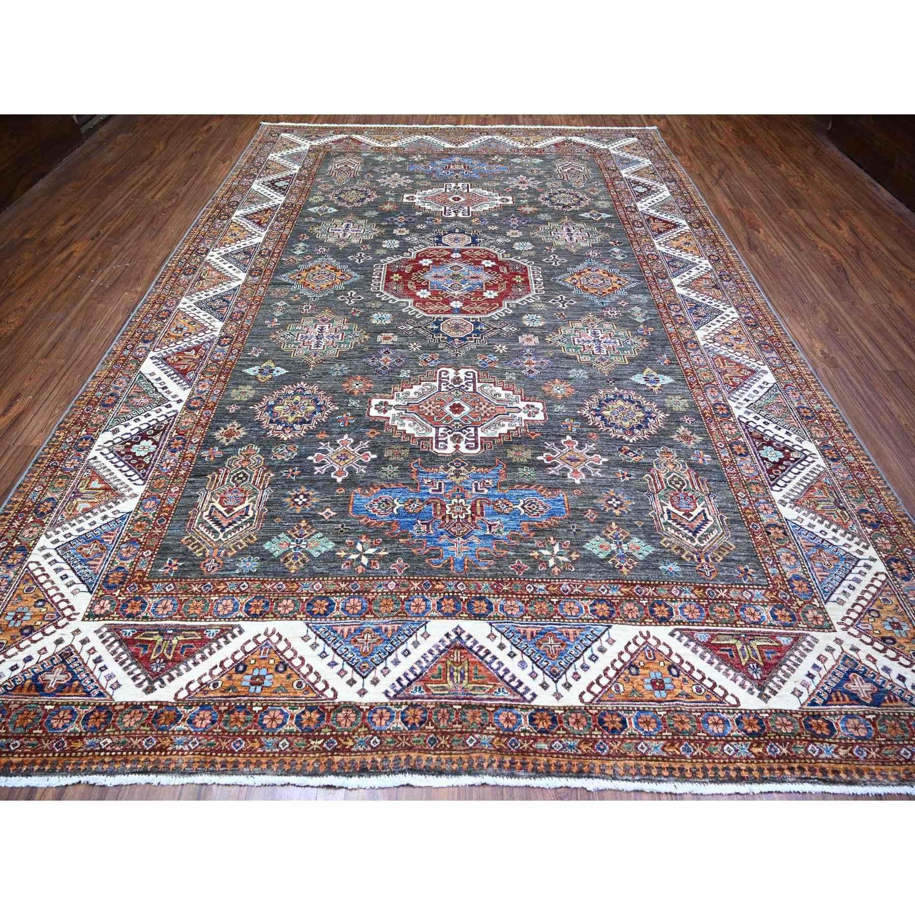 This is a truly genuine one-of-a-kind Ivory, Afghan Super Kazak Caucasian Design, Extra Soft Wool, Hand Knotted, Oriental Rug. It has been Knotted for months and months in the centuries-old weaving craftsmanship techniques by expert artis
Primary