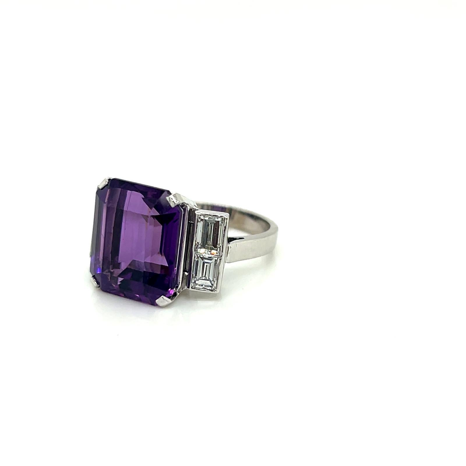 For Sale:  9.2 Carat Amethyst and Diamond Ring in 18K White Gold 2