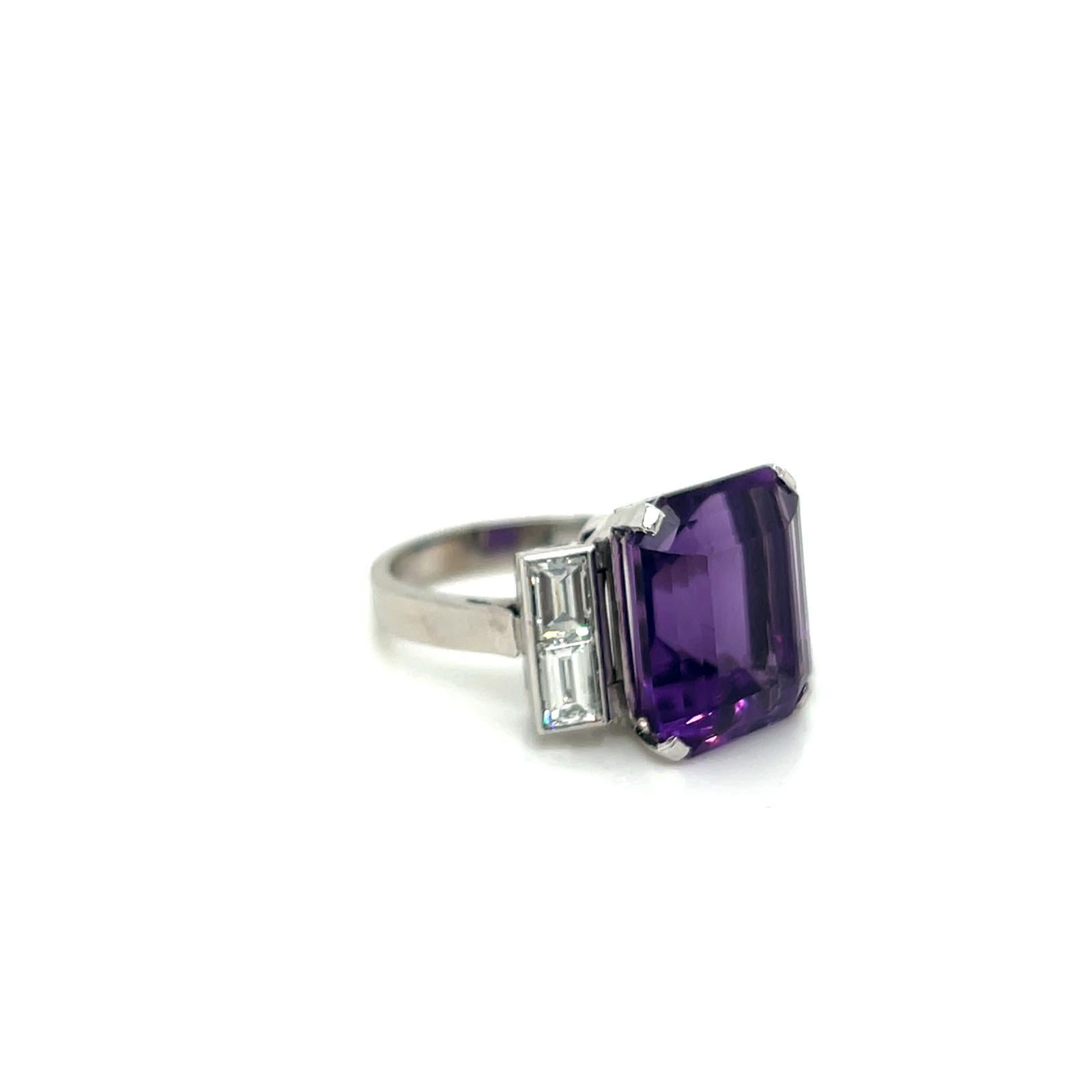 For Sale:  9.2 Carat Amethyst and Diamond Ring in 18K White Gold 3