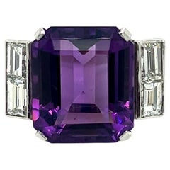 9.2 Carat Amethyst and Diamond Ring in 18K White Gold