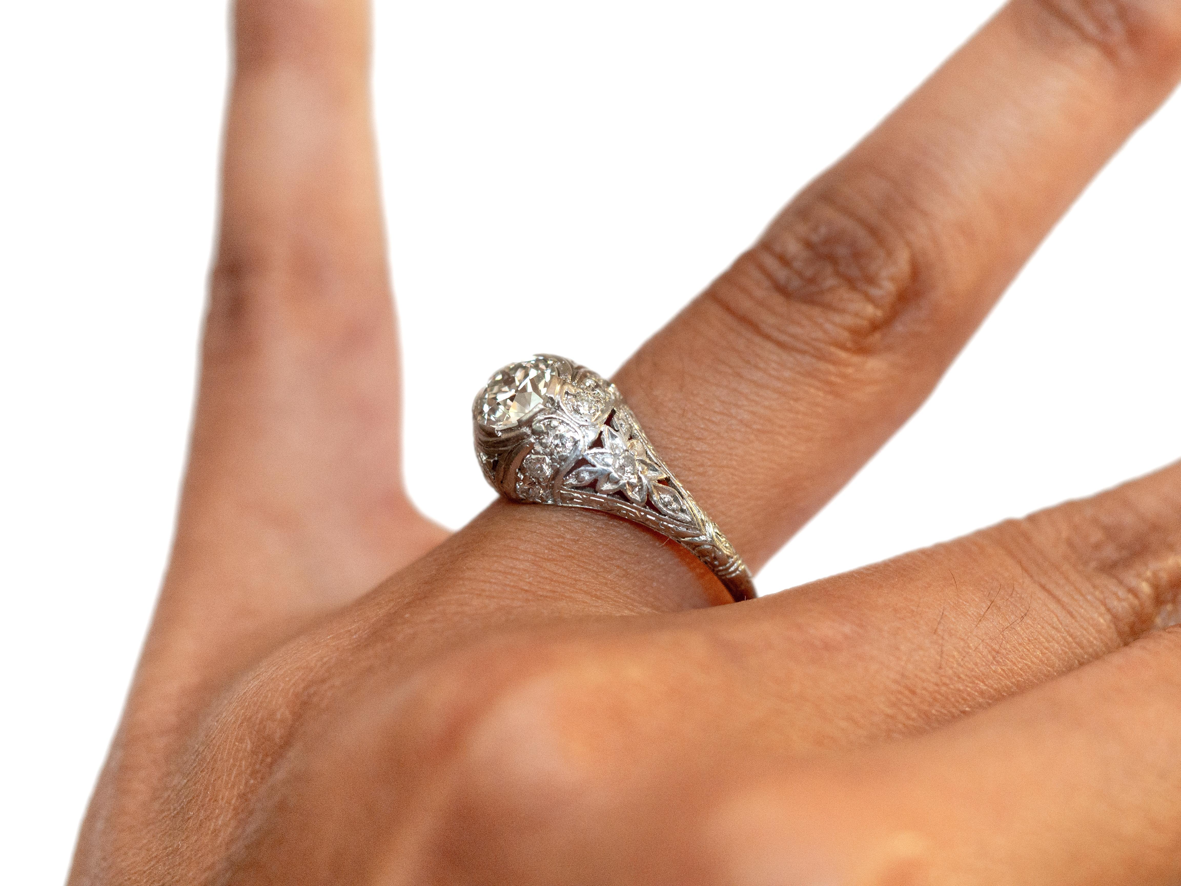 Women's or Men's .92 Carat Diamond Platinum Engagement Ring For Sale
