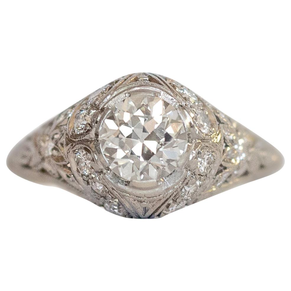 .92 Carat Diamond Platinum Engagement Ring For Sale