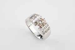 .92 Carat Round Diamond Solitaire Ring with Accent Stones in White Gold