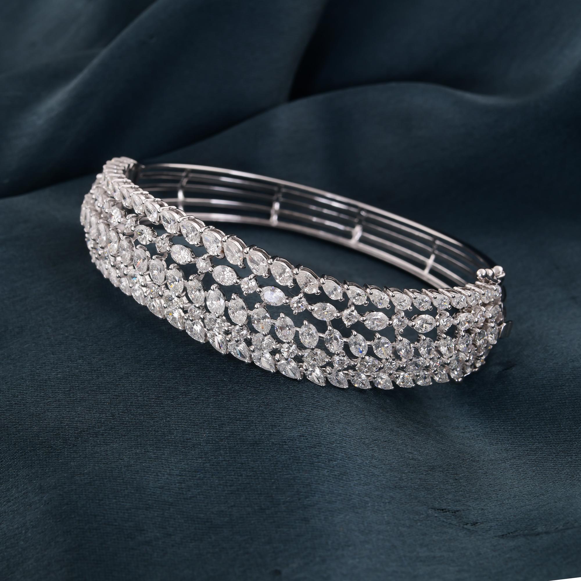 9.2 Quilates SI Claridad HI Color Diamante Pulsera Ancha Joyería Oro Blanco 14 Kilates Corte redondo en venta