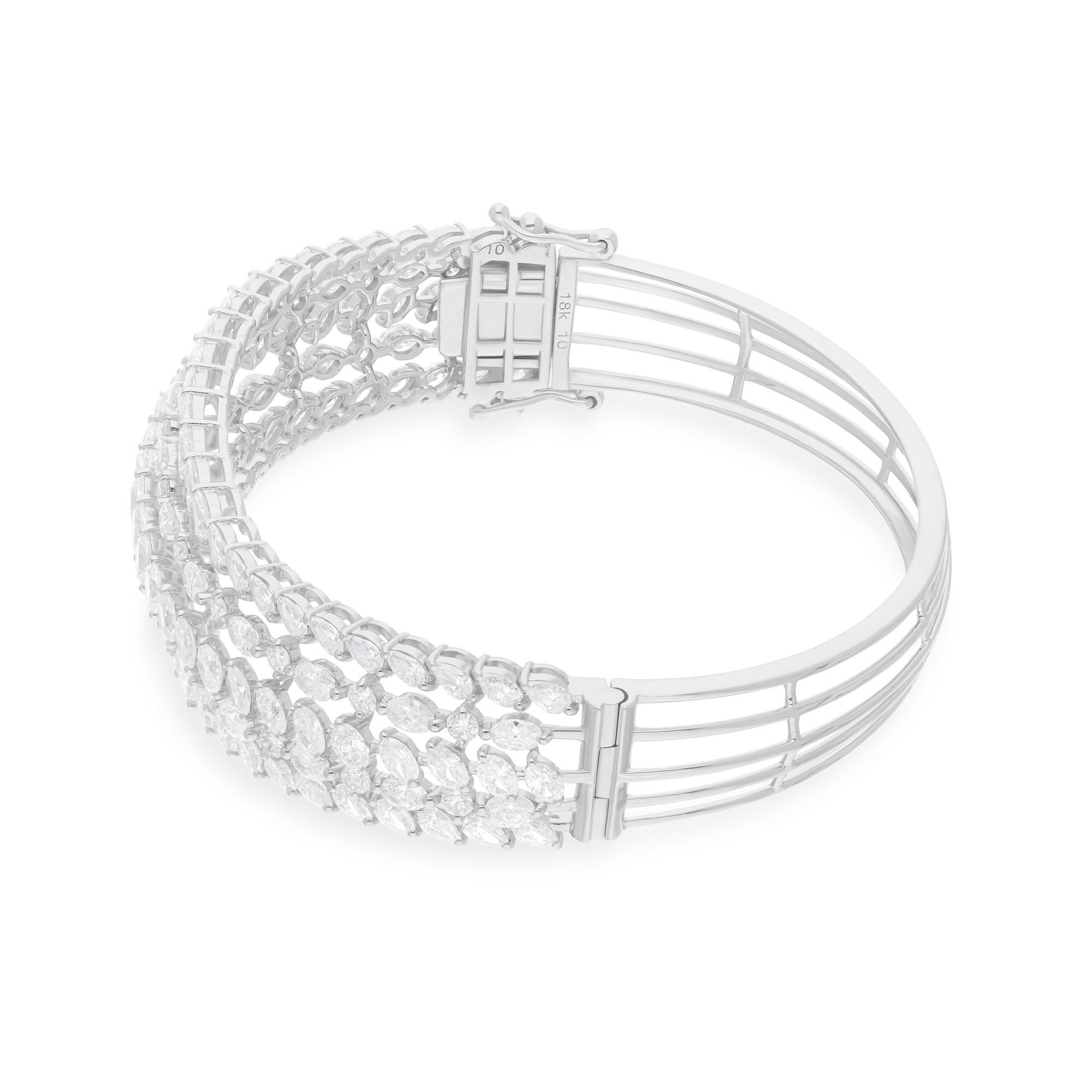 9.2 Quilates SI Claridad HI Color Diamante Pulsera Ancha Joyería Oro Blanco 14 Kilates en Nuevo estado para la venta en Diera, Dubai
