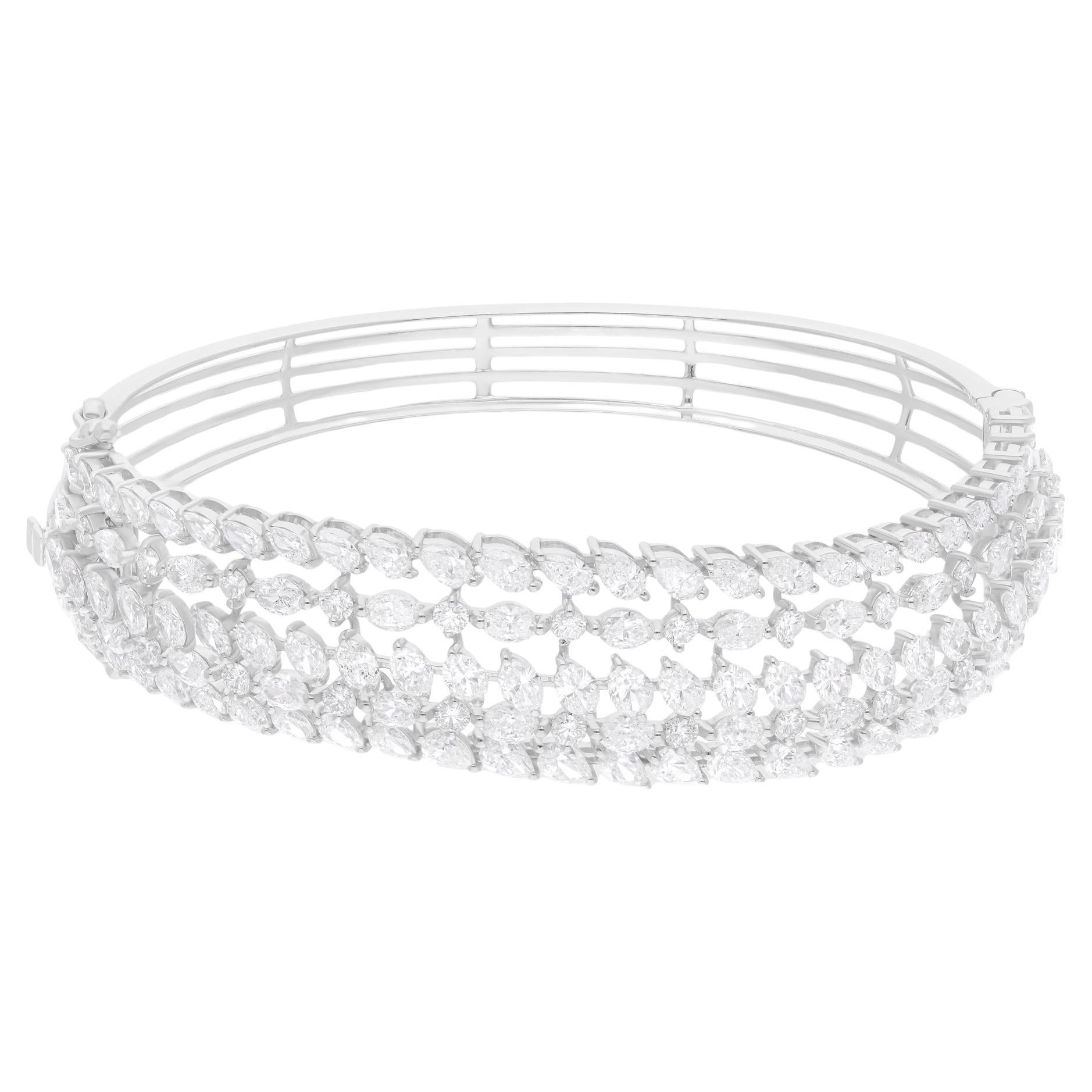 De las mujeres 9.2 Quilates SI Claridad HI Color Diamante Pulsera Ancha Joyería Oro Blanco 14 Kilates en venta