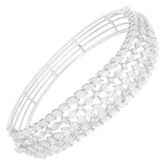 9,2 Carati SI Chiarezza HI Colore Diamante Largo Bracciale in Oro Bianco 14 Karati Gioielli