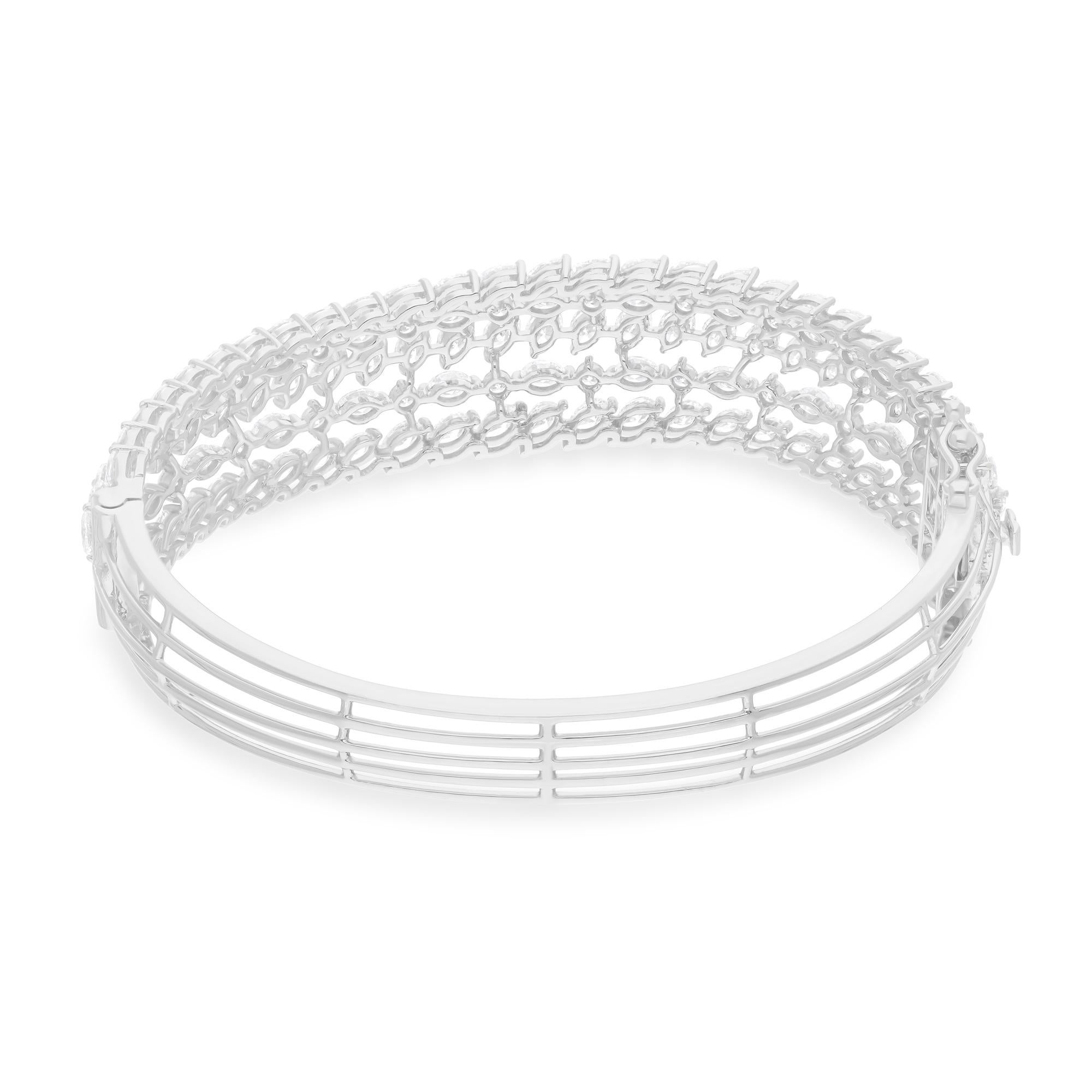 9.2 Quilates SI Claridad HI Color Diamante Pulsera Ancha Joyas de Oro Blanco de 18 Kilates Moderno en venta