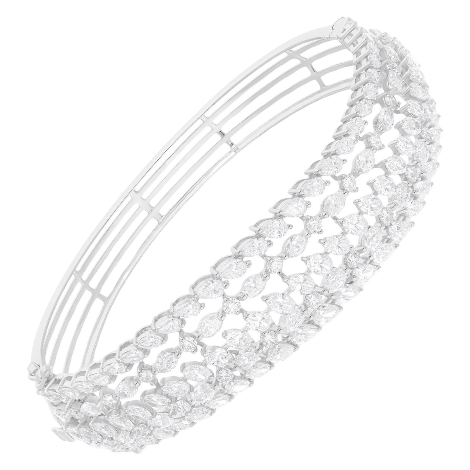 9,2 Carati SI Chiarezza HI Colore Diamante Largo Bracciale in Oro Bianco 18 Karati Gioielli