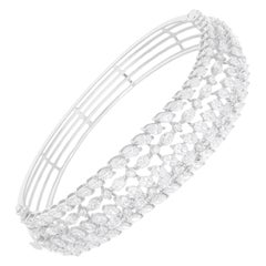 9,2 Carati SI Chiarezza HI Colore Diamante Largo Bracciale in Oro Bianco 18 Karati Gioielli