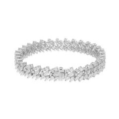 9.2 Carat SI/H Pear Round Brilliant Cut Diamond Bracelet 14k White Gold Jewelry