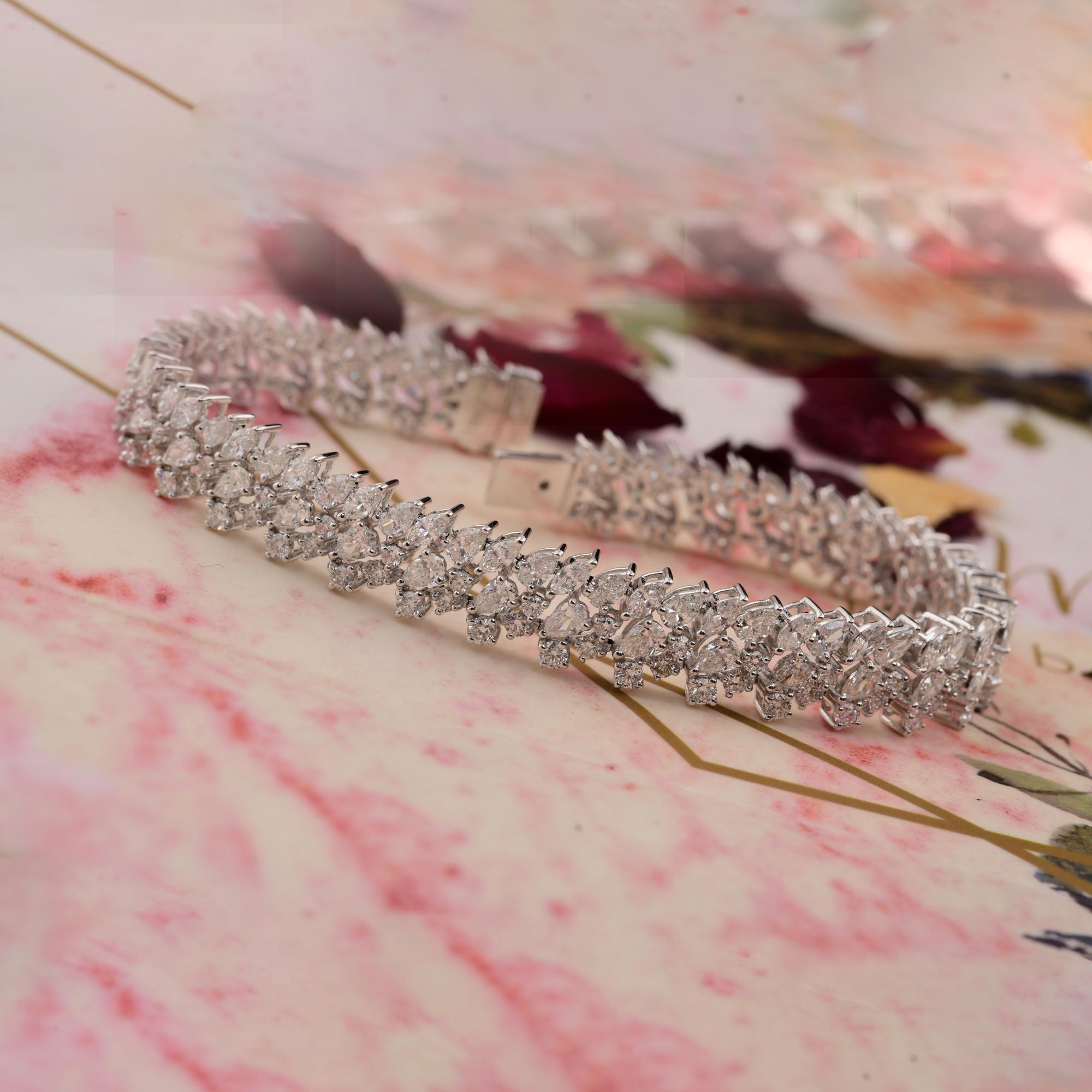 9,2 Karat SI/H Birne Rund Brillantschliff Diamantarmband 14k Weißgold Schmuck im Zustand „Neu“ im Angebot in Diera, Dubai