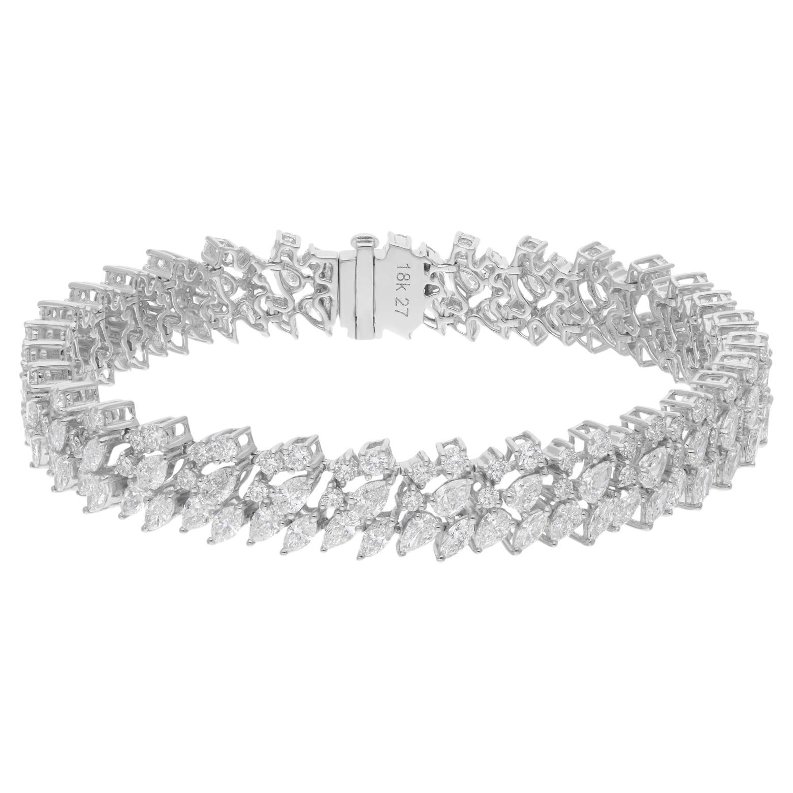 9,2 Karat SI/H Birne Rund Brillantschliff Diamantarmband 14k Weißgold Schmuck im Angebot