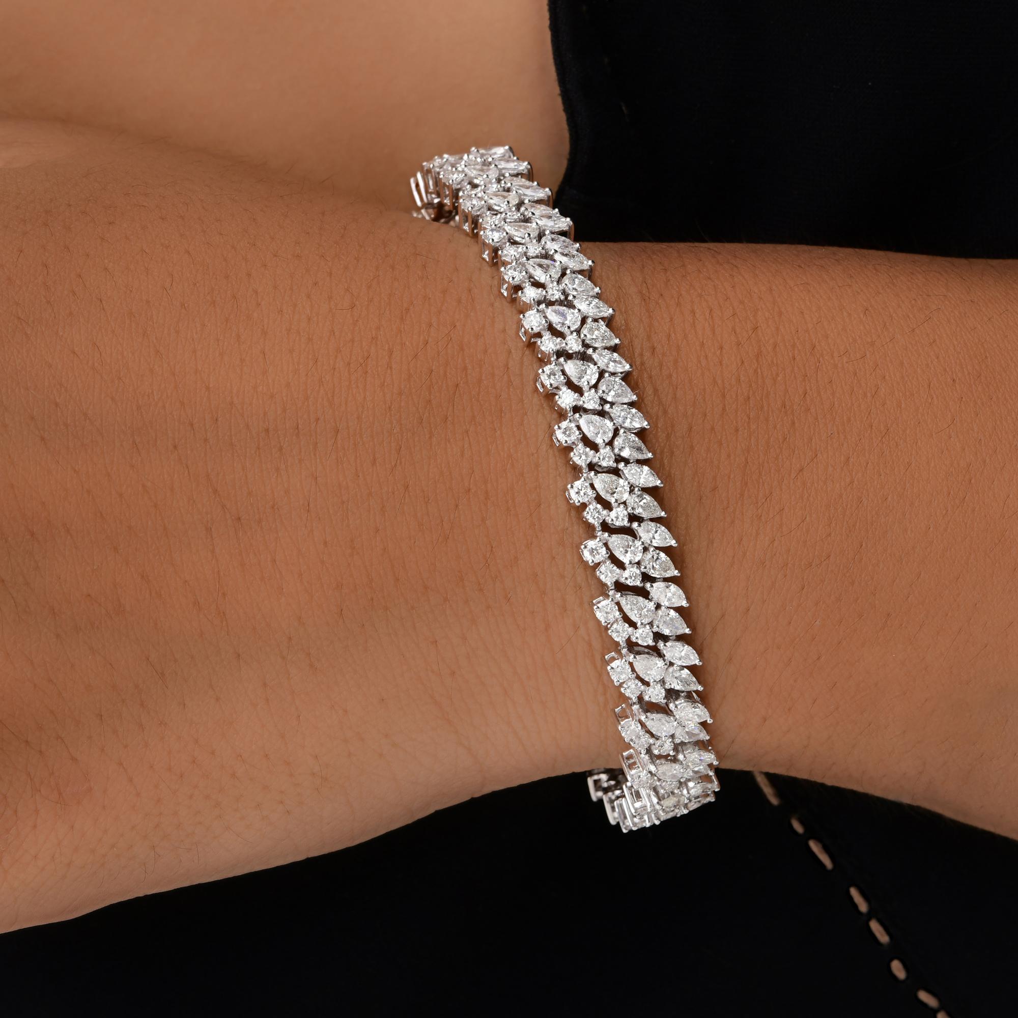 9.2 Carat SI/H Pear Round Brilliant Cut Diamond Bracelet 18k White Gold Jewelry In New Condition For Sale In Diera, Dubai