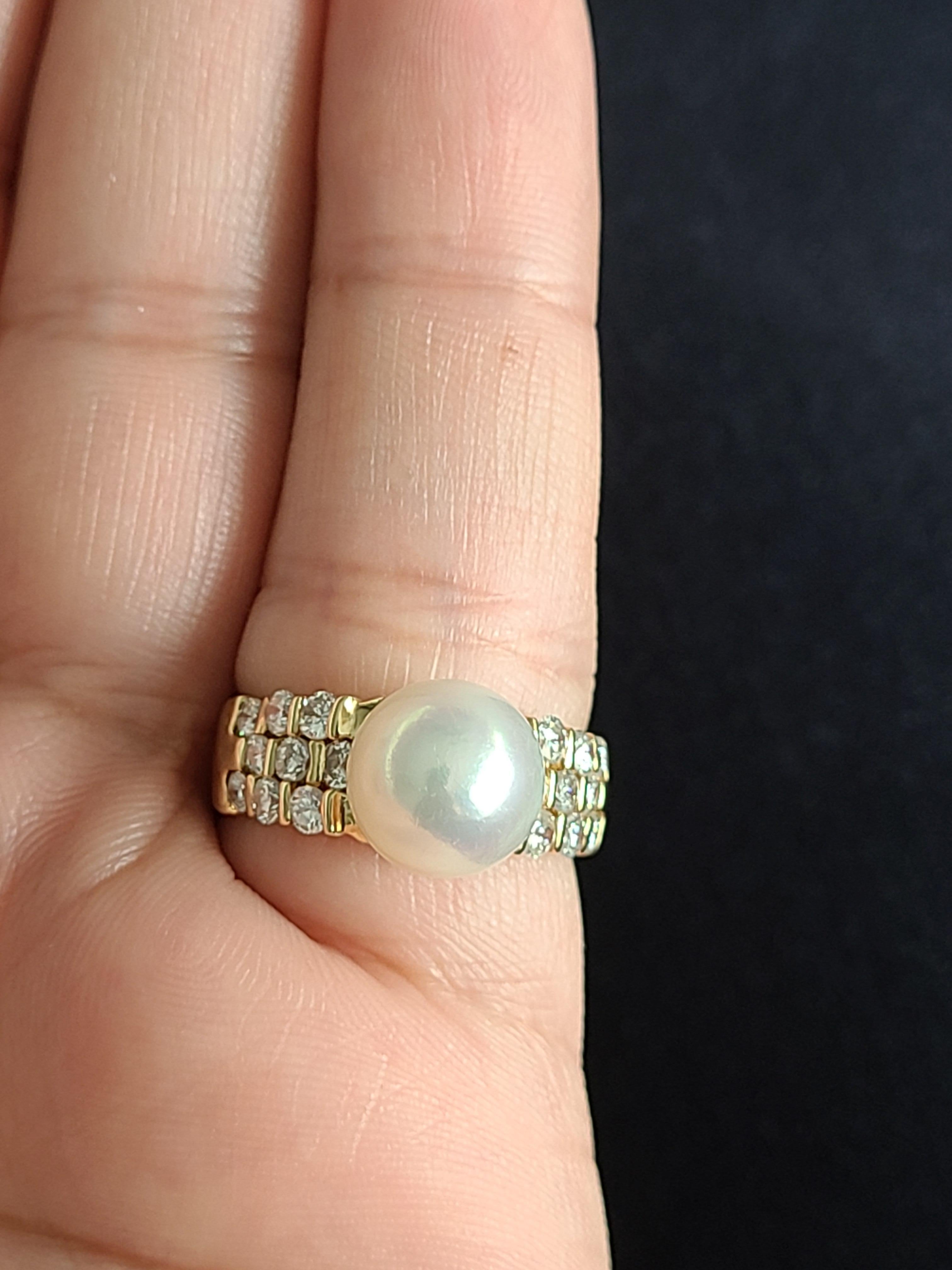 Perlenring aus 18 Karat Gold mit Diamanten 5