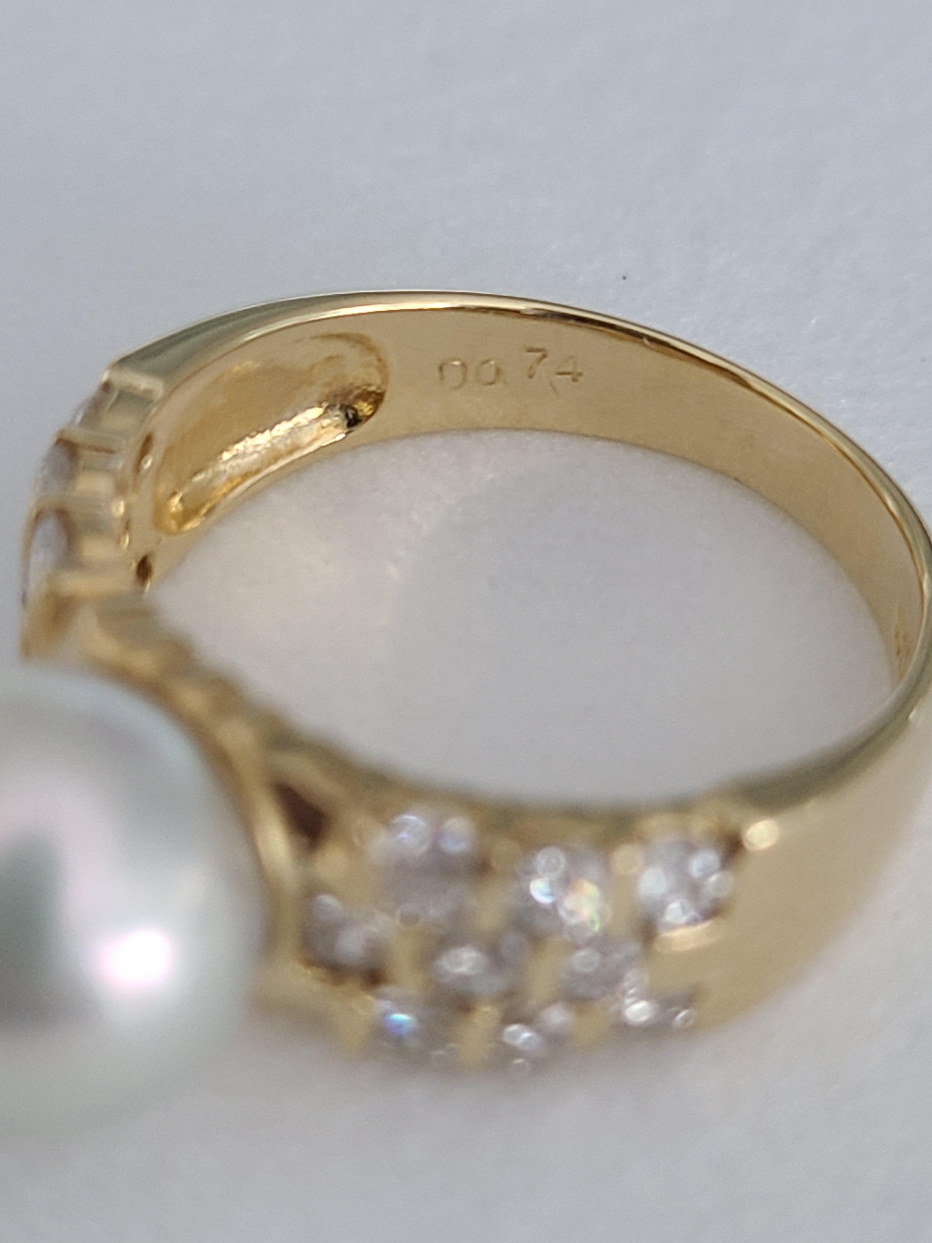 Perlenring aus 18 Karat Gold mit Diamanten für Damen oder Herren