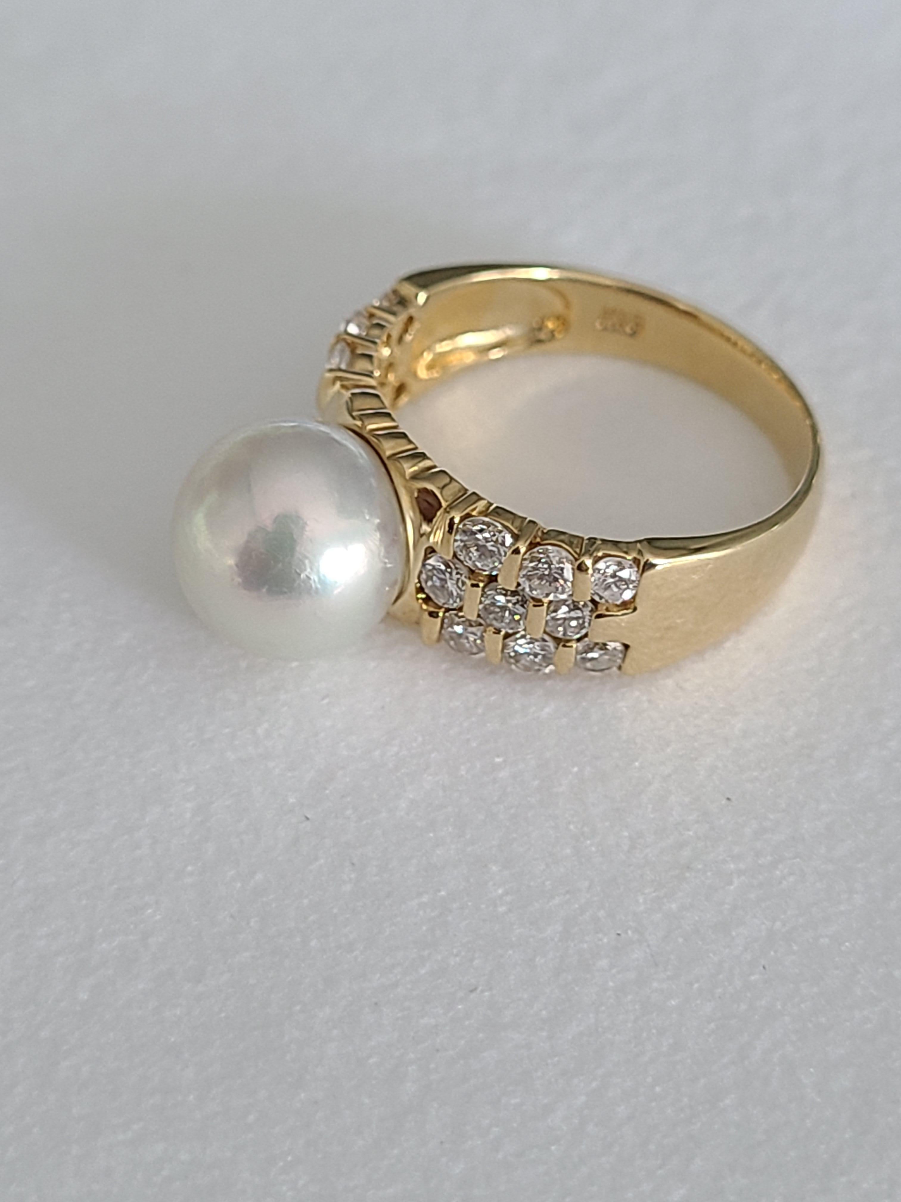 Perlenring aus 18 Karat Gold mit Diamanten 2