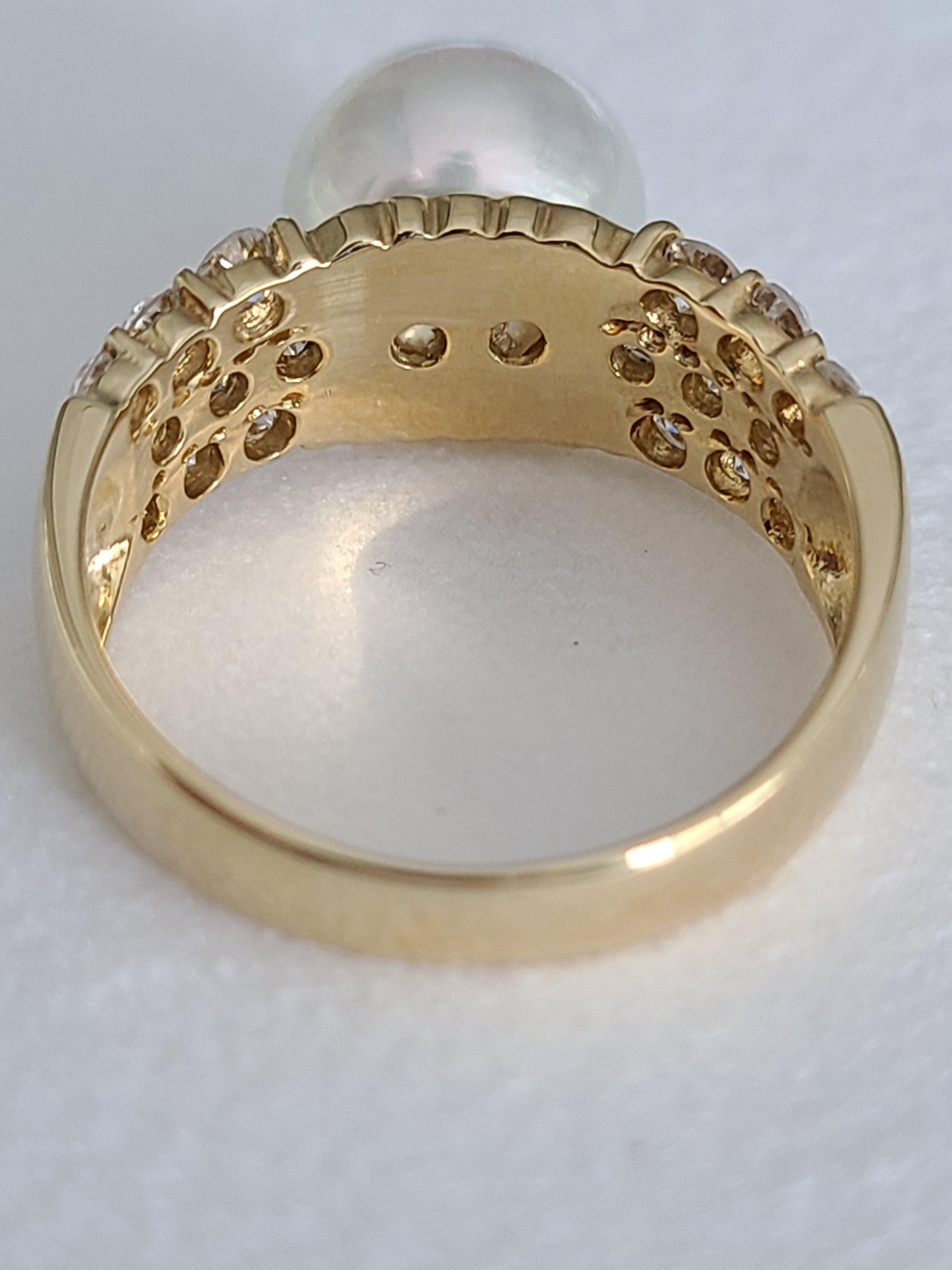 Perlenring aus 18 Karat Gold mit Diamanten 3