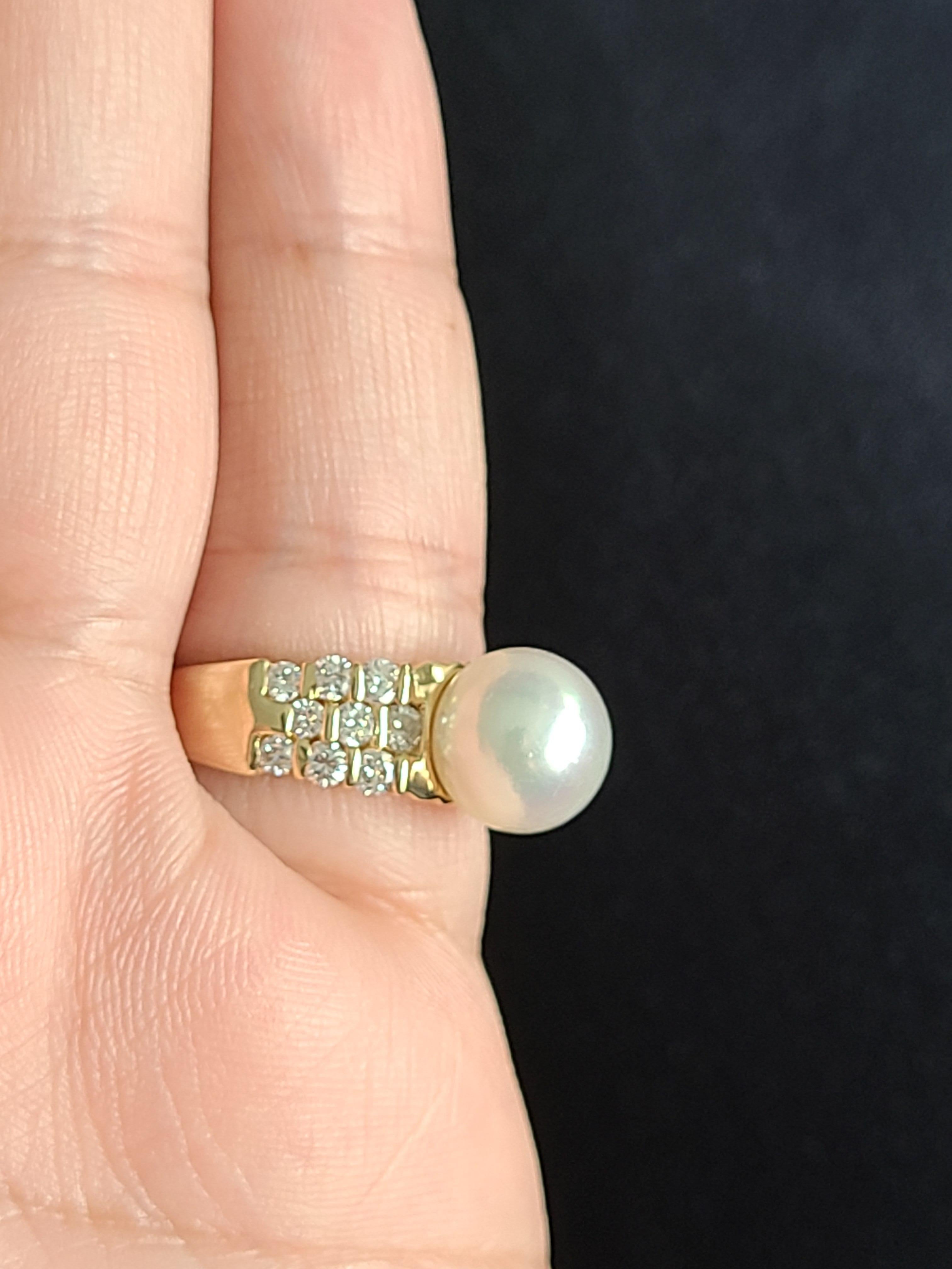 Perlenring aus 18 Karat Gold mit Diamanten 4