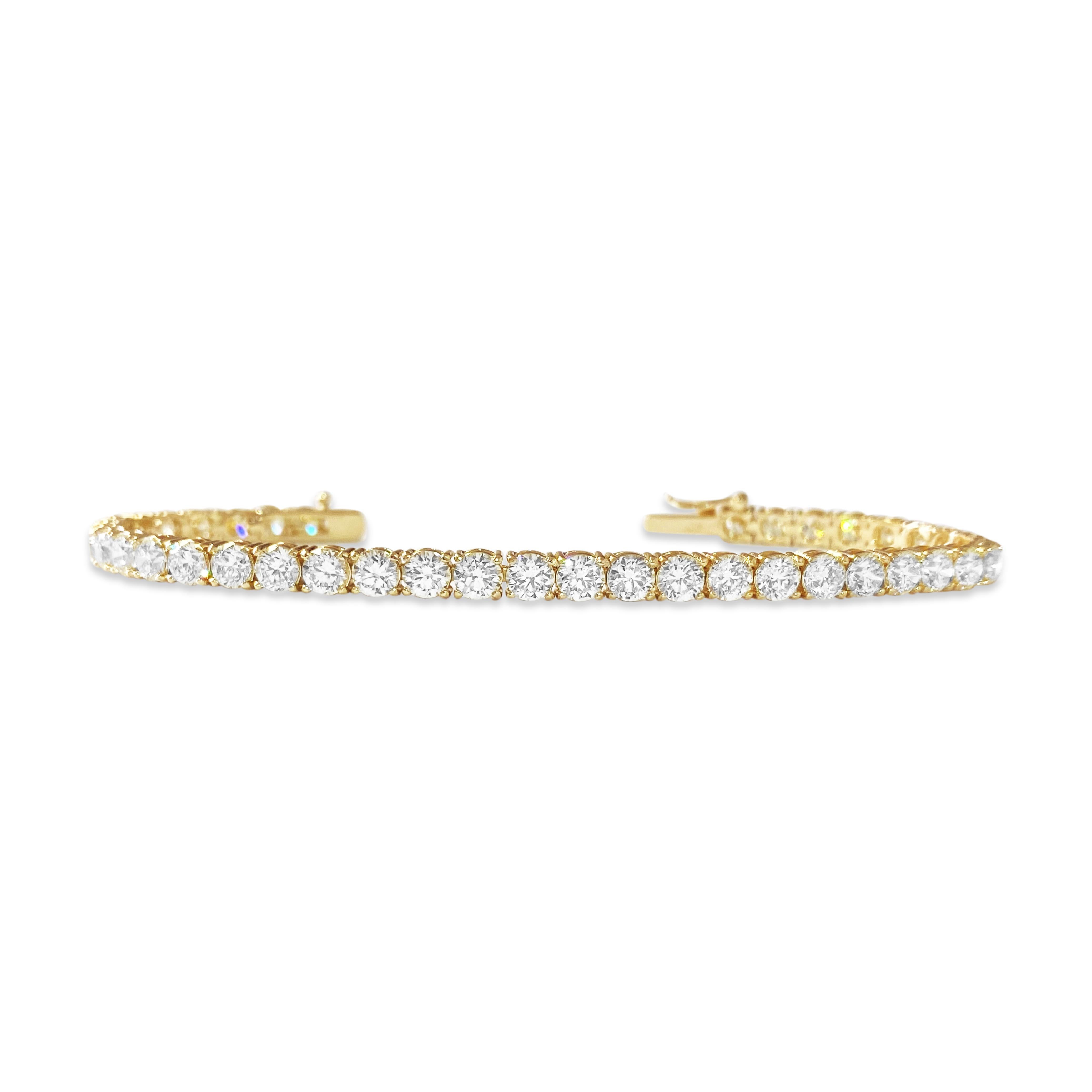 Taille brillant Bracelet de tennis en or 14k avec 9,20 carats de diamants en vente
