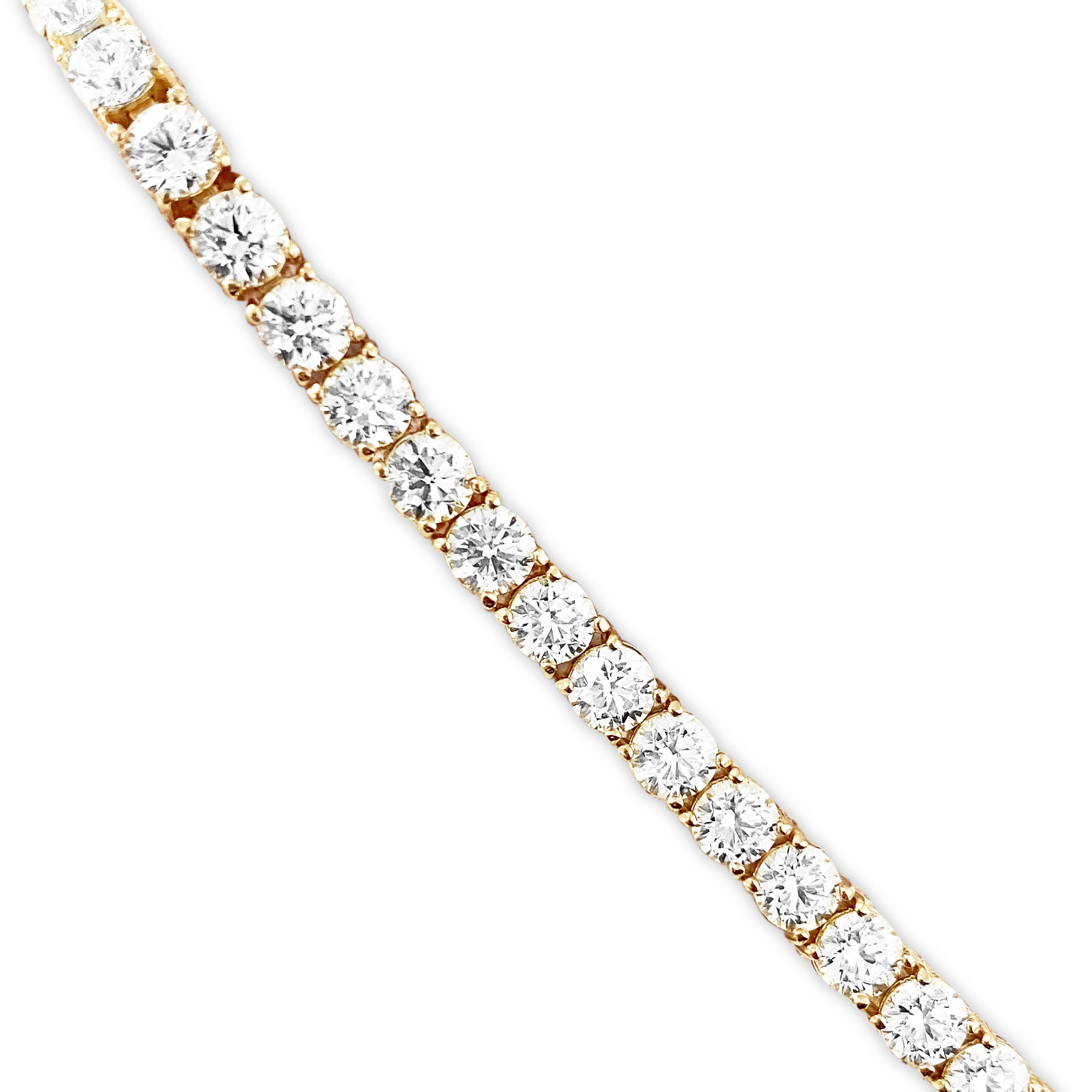 Bracelet de tennis en or 14k avec 9,20 carats de diamants Excellent état - En vente à Miami, FL
