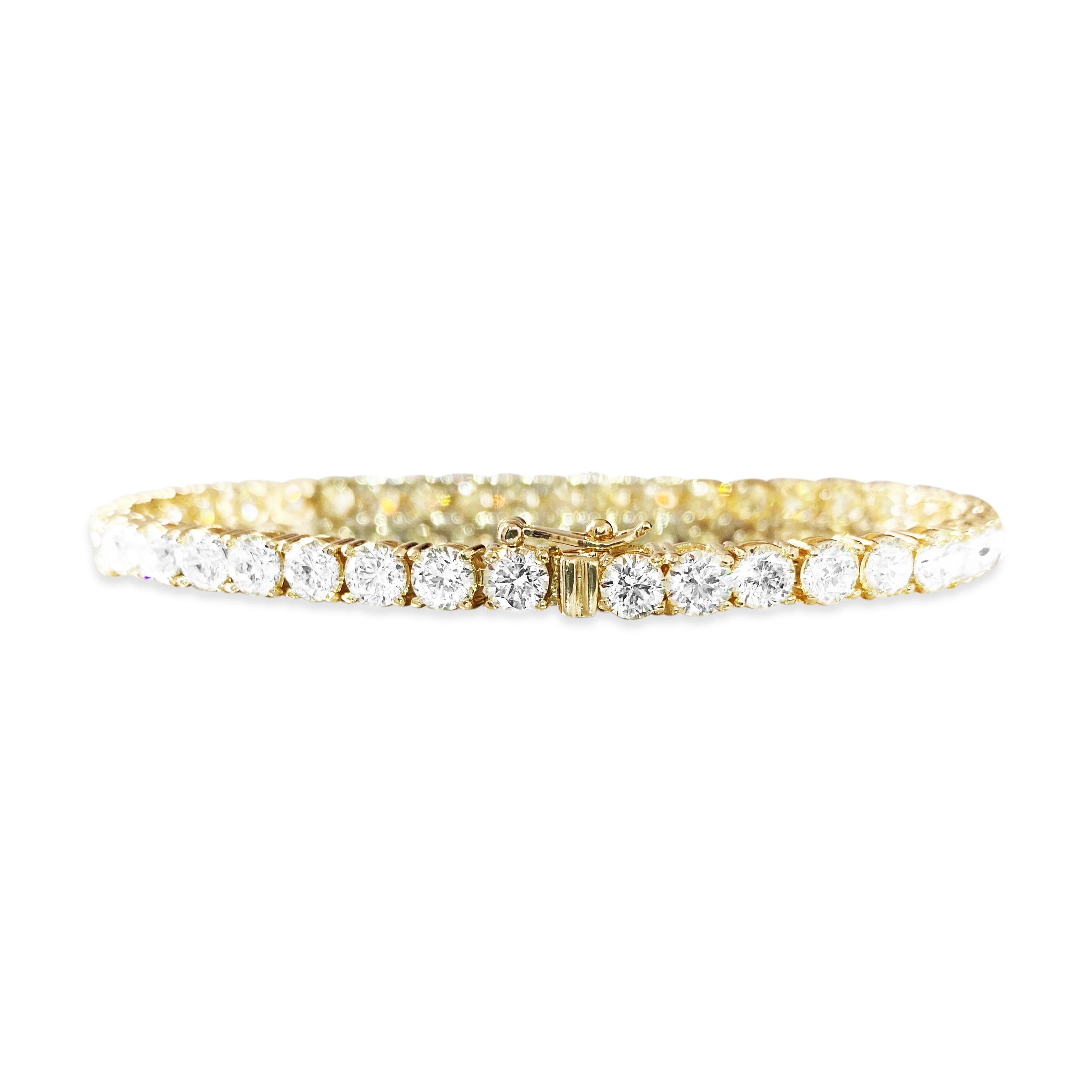 9.20 Carat Diamond Tennis Bracelet 14k Gold In Excellent Condition For Sale In Miami, FL