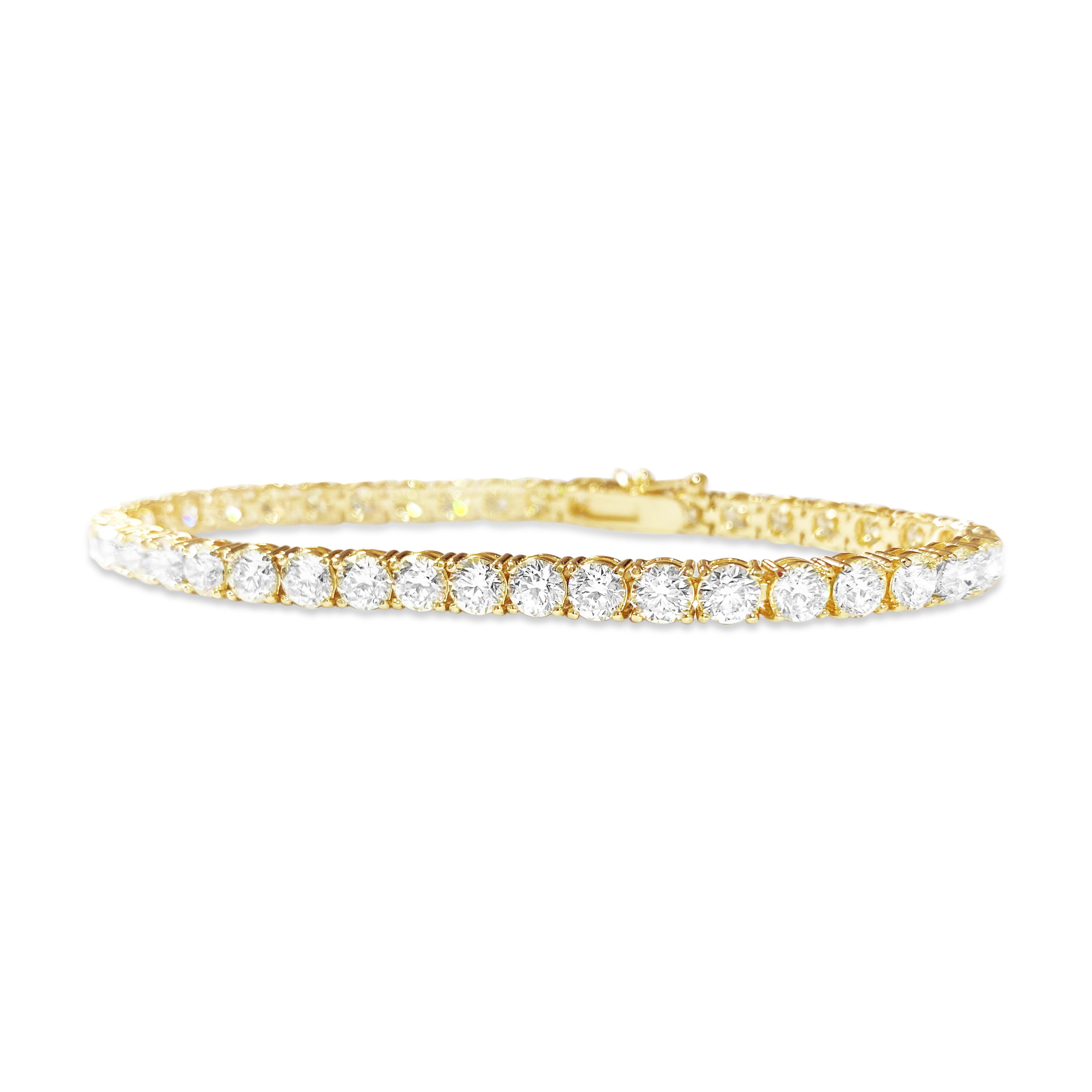 Women's or Men's 9.20 Carat Diamond Tennis Bracelet 14k Gold For Sale
